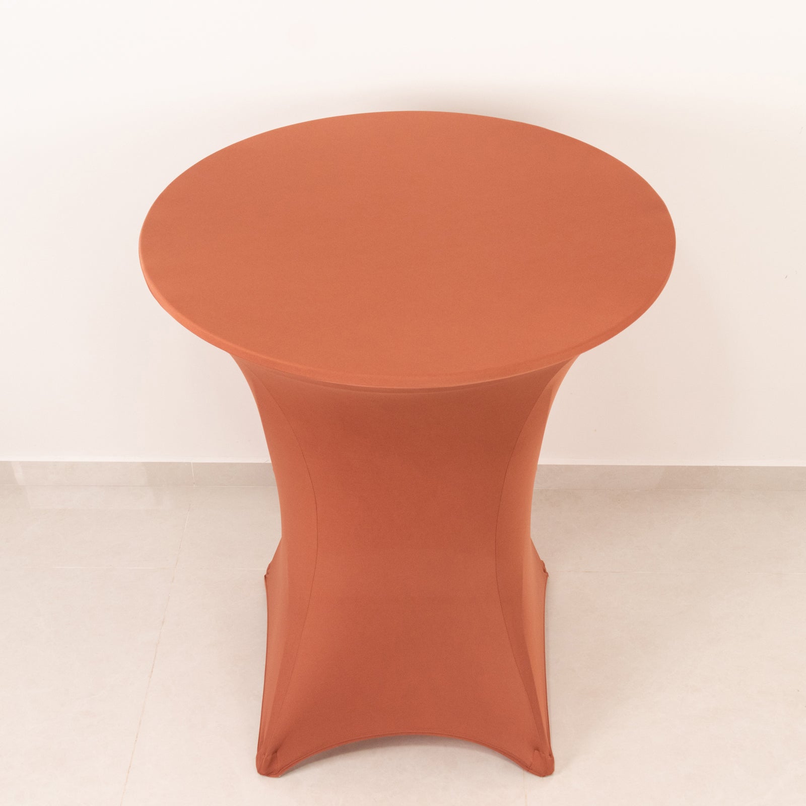 Spandex 33"-36" Round Cocktail Table Cover Terracotta (Rust) - Easy to Maintain Stretch Fitted Highboy Tablecloth