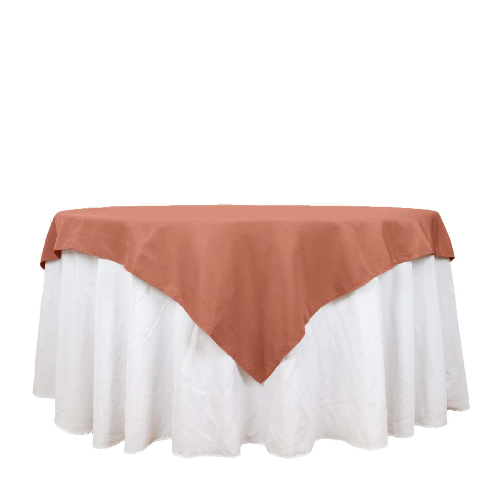 Premium Polyester 70"x70" Table Overlay Square Tablecloth Terracotta (Rust) 220GSM Wrinkle-Resistant Table Cover