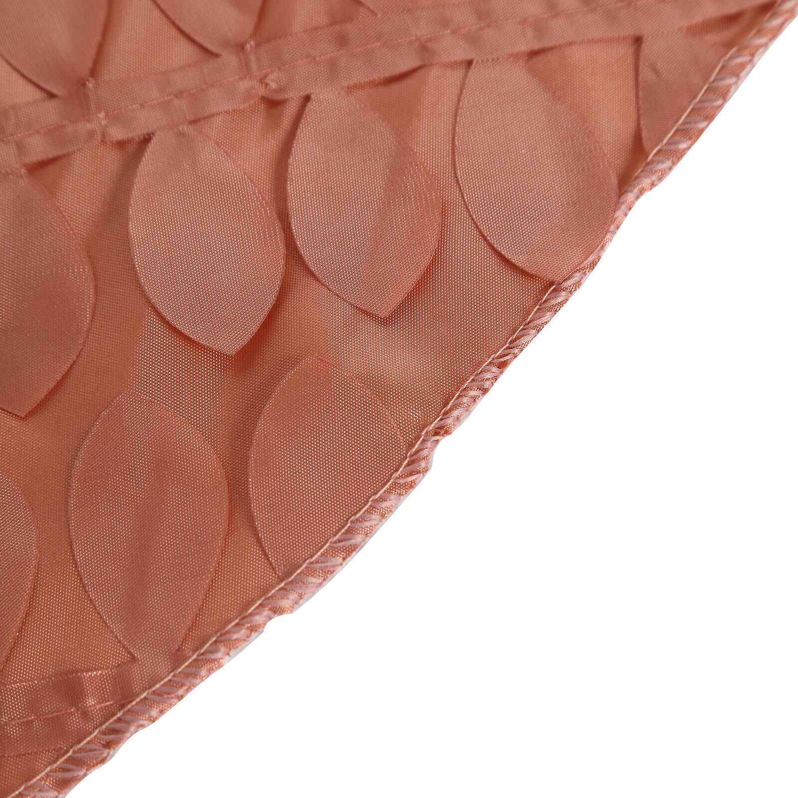 Taffeta 132" Round Tablecloth Terracotta (Rust) Leaf | 3D Leaf Petal Design Seamless Table Cover