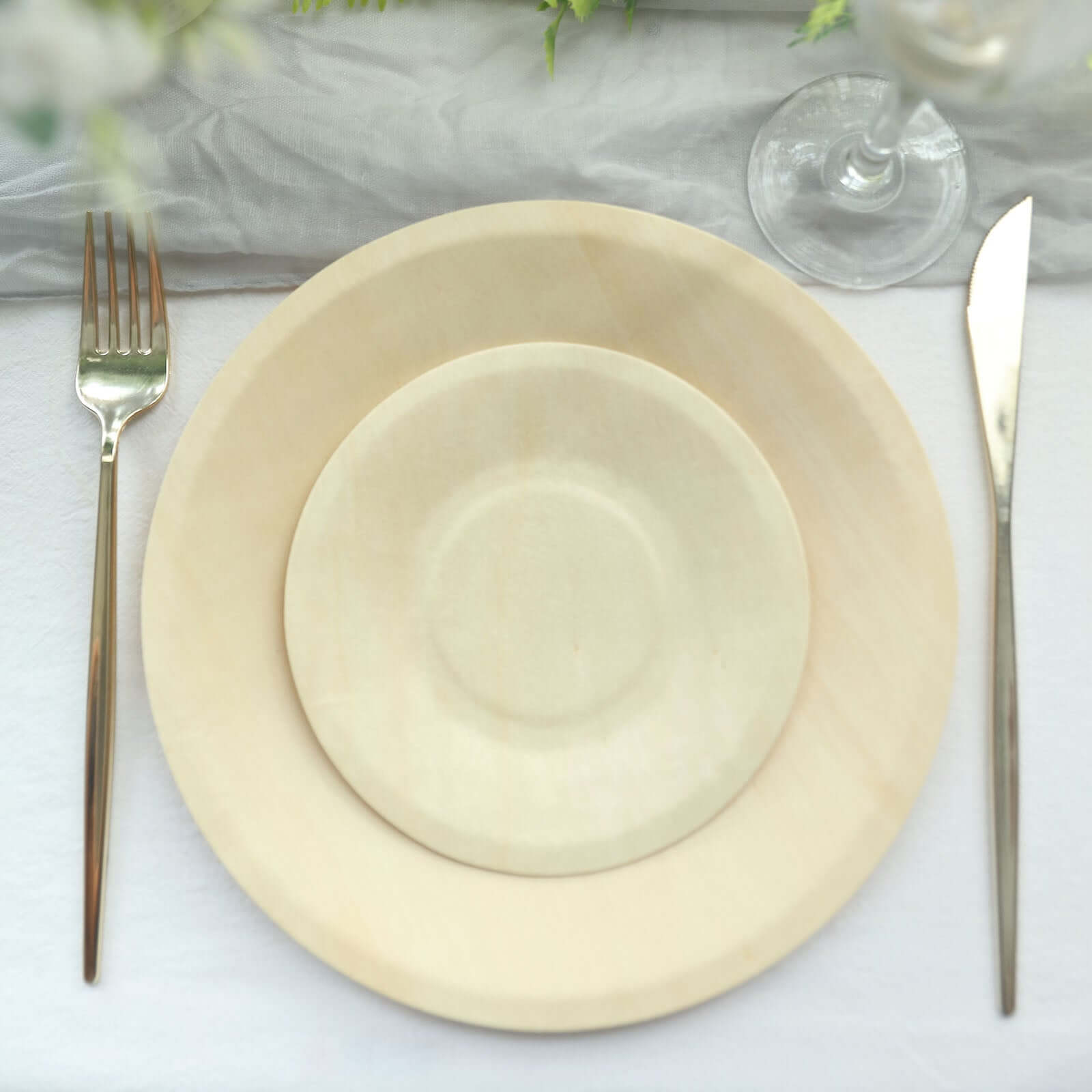 25-Pack Birchwood 6" Round Dessert, Appetizer Plates - Natural Eco Friendly Wooden Disposable Plates for Farmhouse-Style Events, Parties & Gatherings