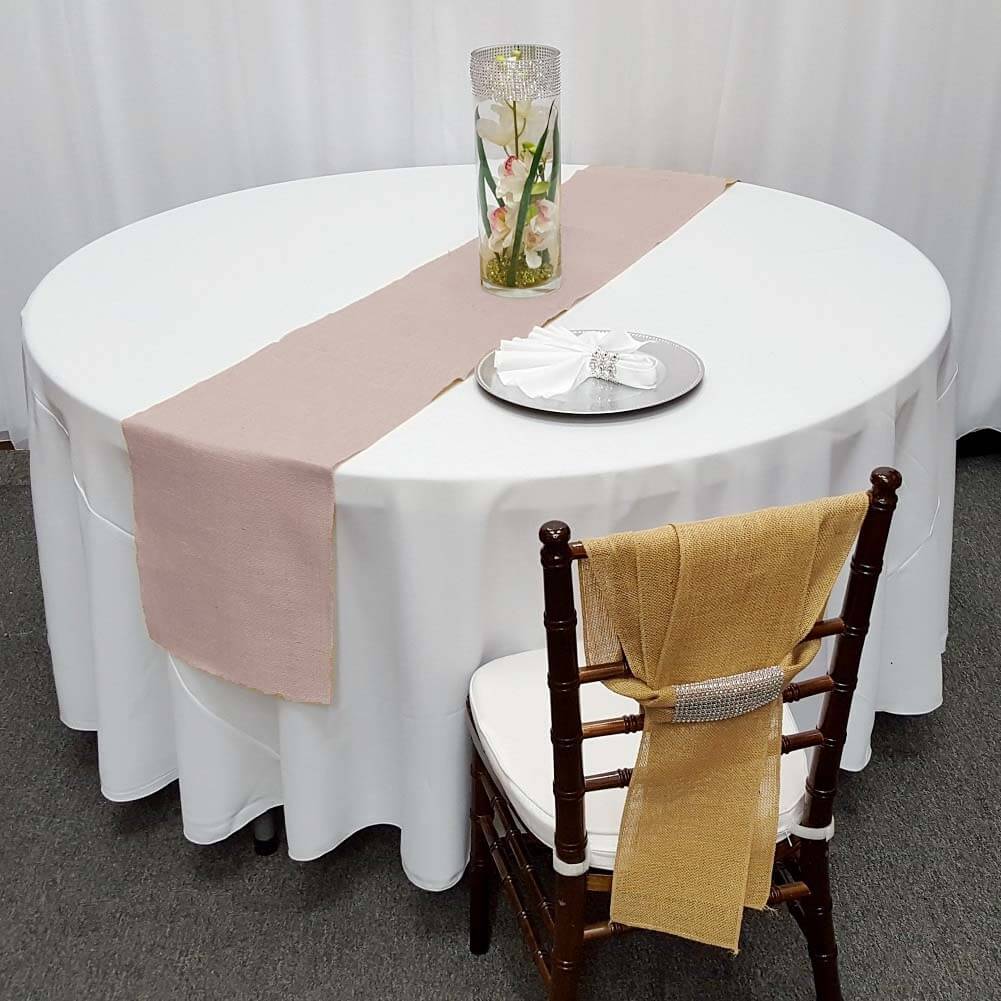 Burlap Jute 14"x108" Table Runner Blush - Rustic Boho Chic Tabletop Decor