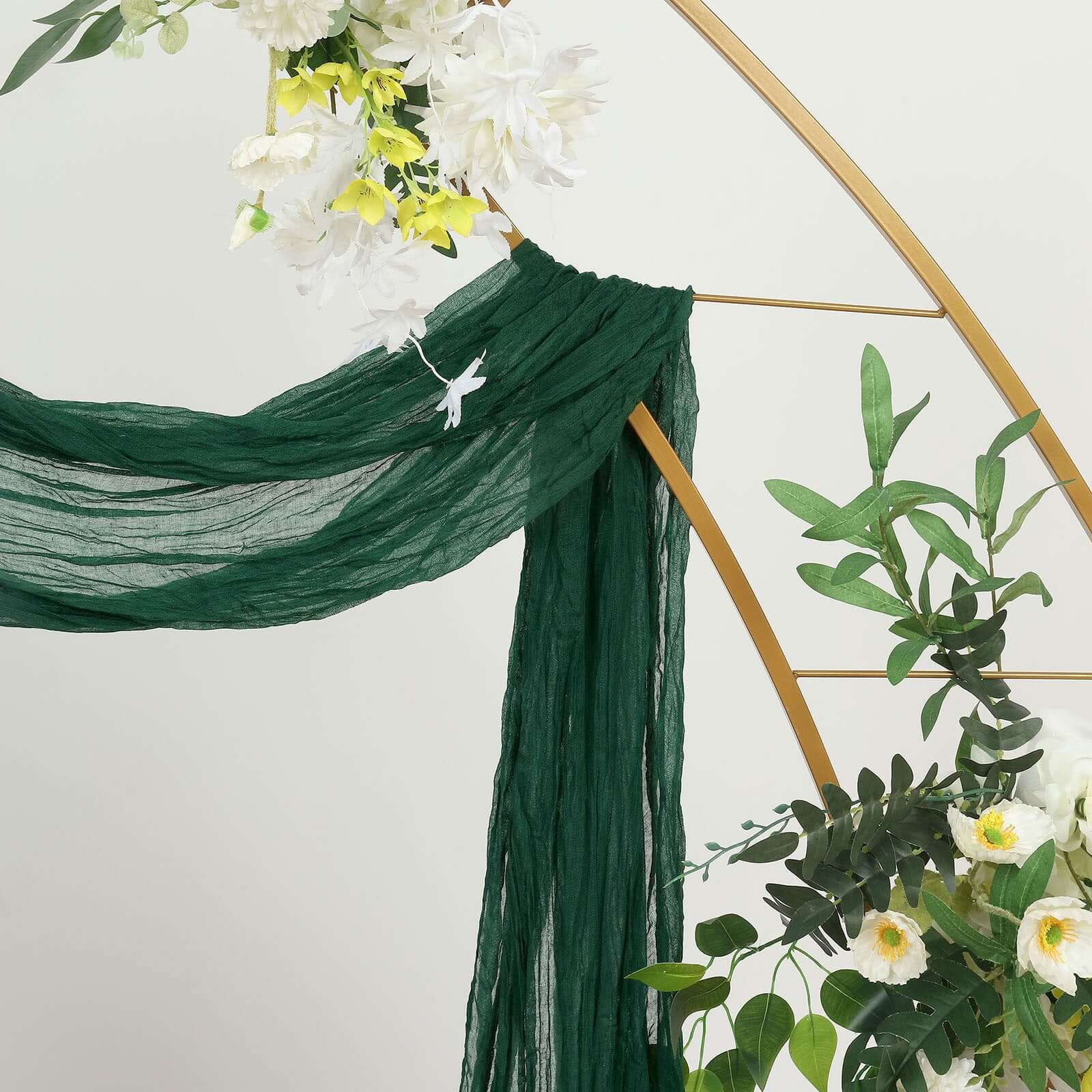 20ft Hunter Emerald Green Gauze Cheesecloth Fabric Wedding Arch Drapery, Window Scarf Valance, Boho Decor Arbor Curtain Panel