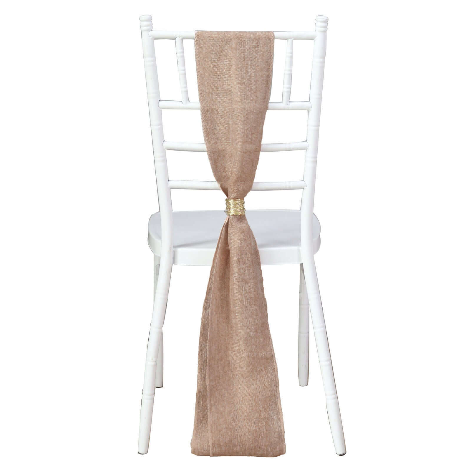 5 Pack Jute Faux Burlap 6"x108" Chair Sashes Dusty Rose - Boho Chic Linen Decor