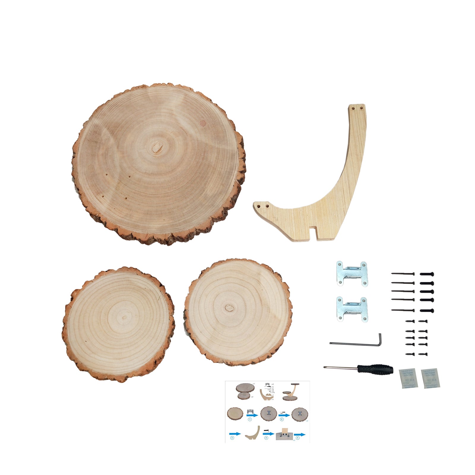 3-Tier Wooden Cupcake Stand Rustic Natural Wood Slice with Tree Branch Style - Farmhouse Dessert Display Cake Holder 17"