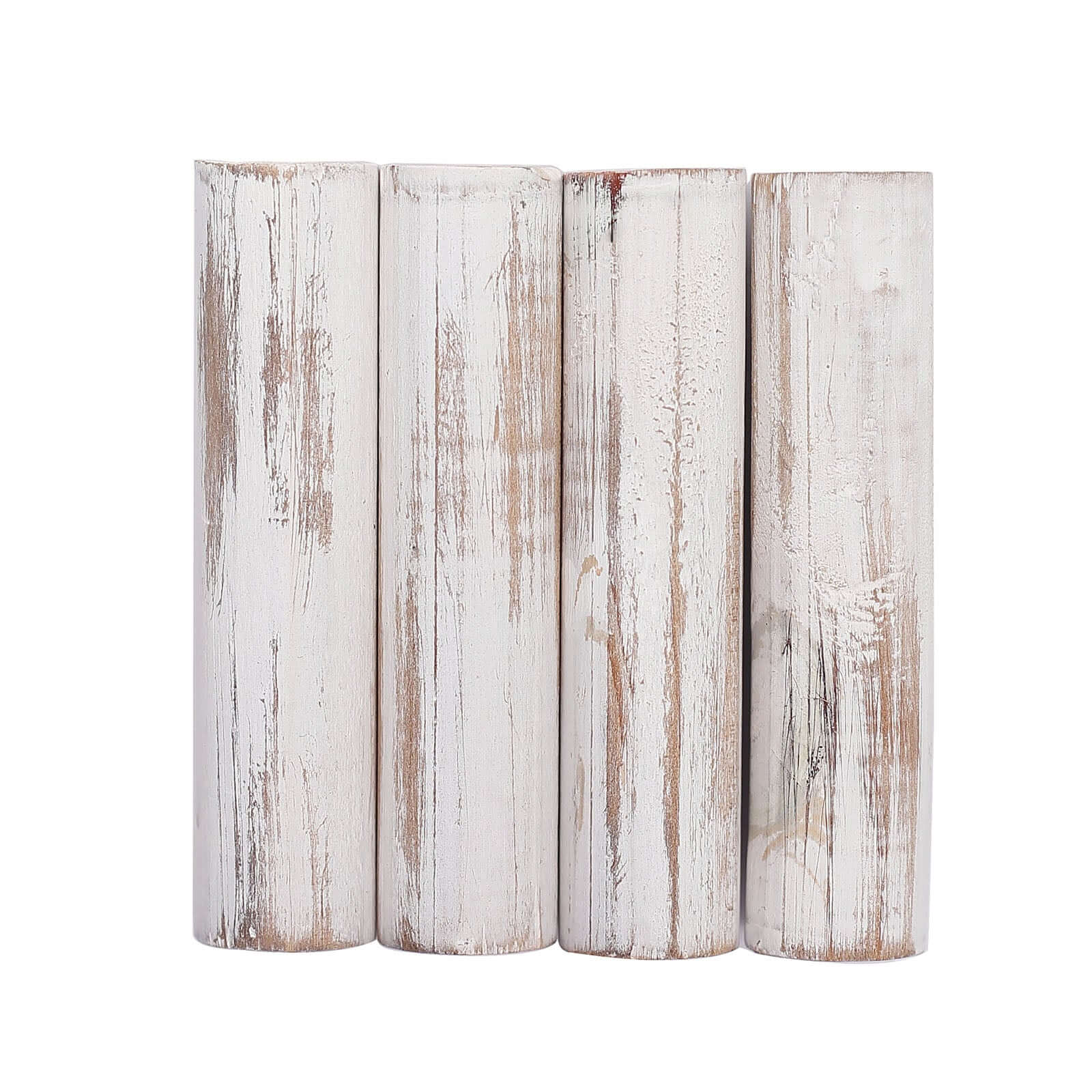 Set of 3 Wooden Dessert Pedestals Rustic Whitewashed 3-Tier Semicircle Design - Half Moon Cupcake Display Risers 7", 13", 18"