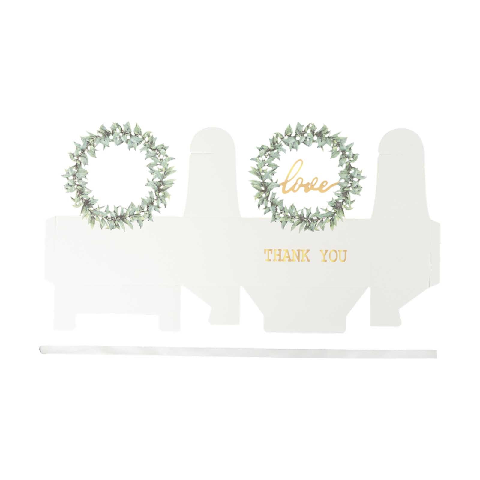 25 Pack White Thank You Candy Treat Boxes with Ribbon, Love Wreath Party Favor Gift Boxes - 6"x3"x7"