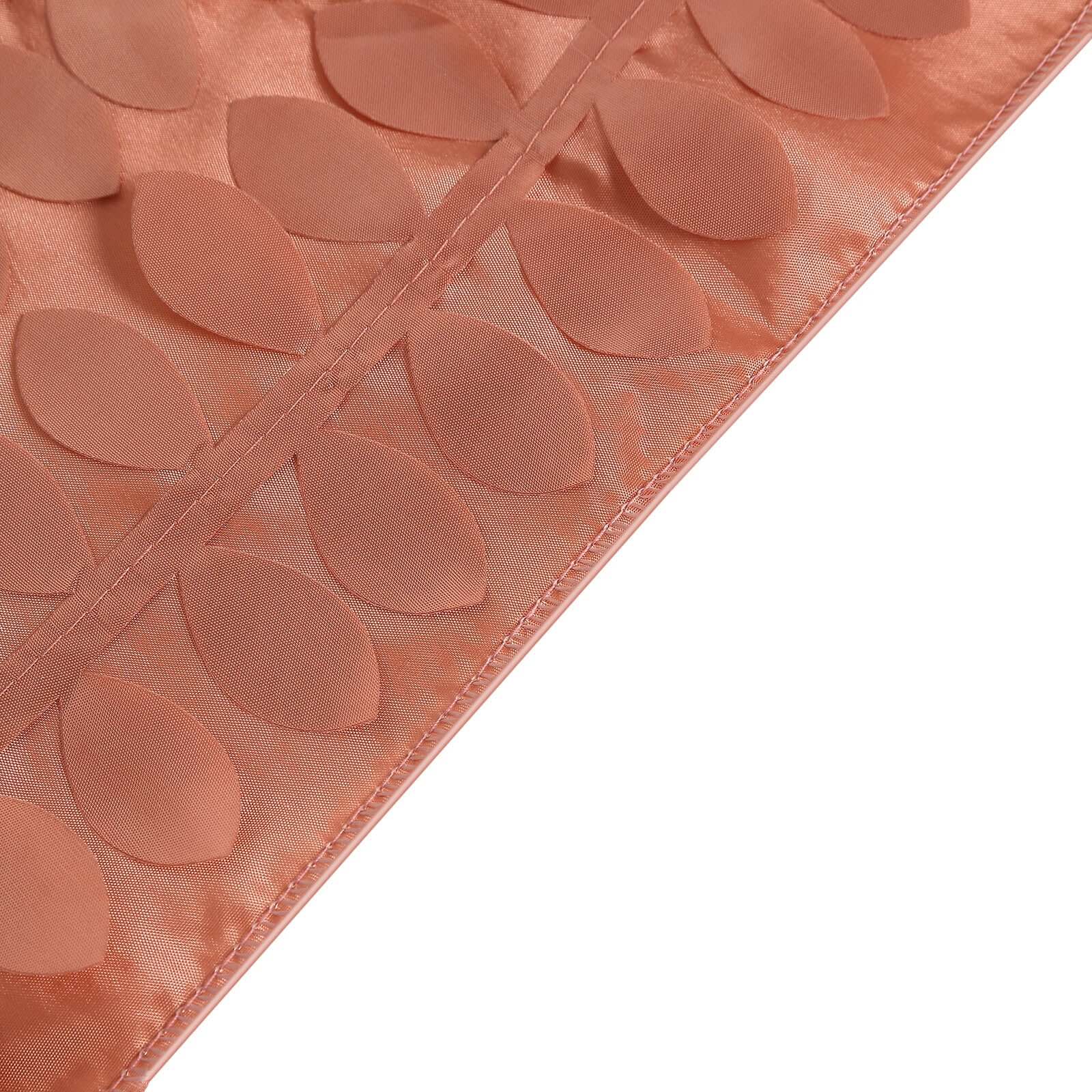 Taffeta 90"x156" Rectangle Tablecloth Terracotta (Rust) | 3D Leaf Petal Design Seamless Table Cover