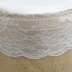Burlap Jute 14ft Table Skirt Natural with Laced Edges - Rustic Vintage Event Table Linen