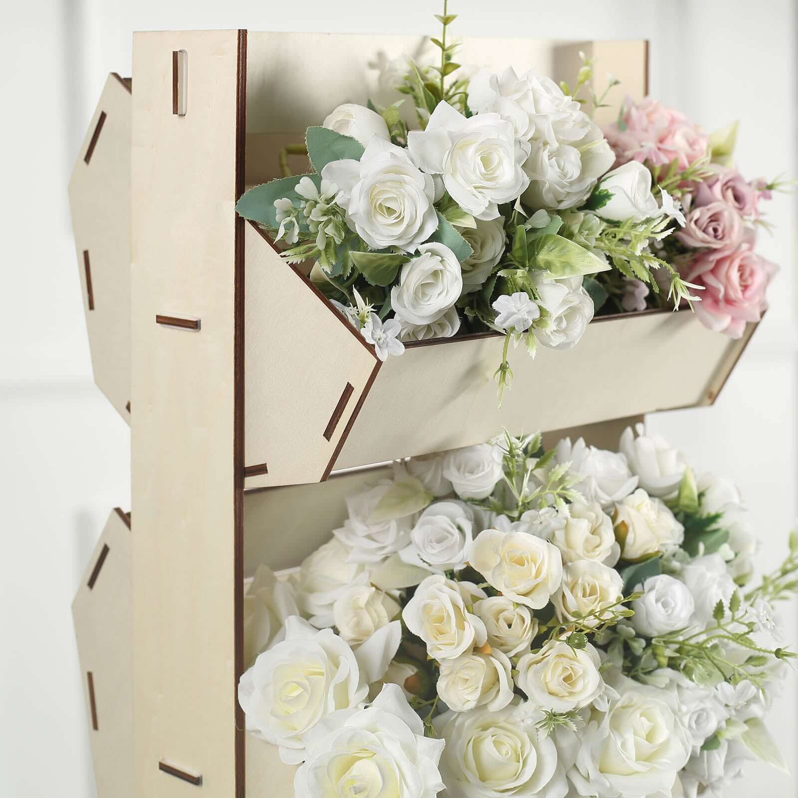 3-Tier Wooden Display Rack Basket Floor Standing Design Natural - Rustic Tabletop Cupcake Dessert Shelf Holder 33"