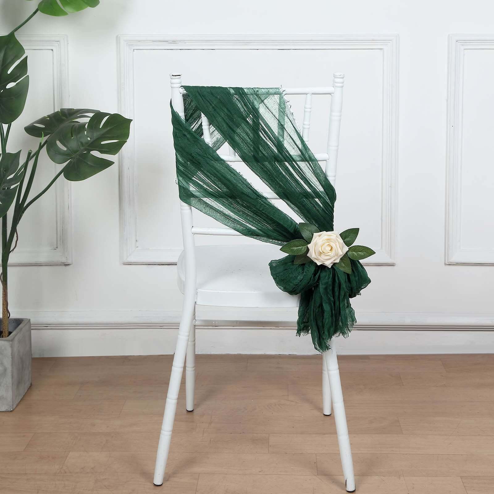 5 Pack Cheesecloth Gauze 16"x88" Chair Sashes Hunter Emerald Green - Boho Chair Decorations