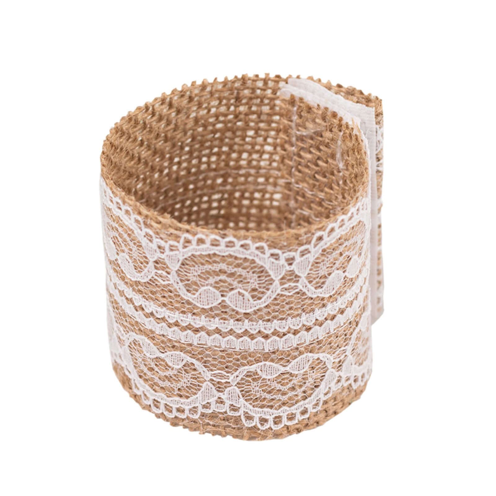 6 Pack Rustic Boho Chic Burlap and Lace Napkin Rings, Farmhouse Style Jute Serviette Buckles Holder