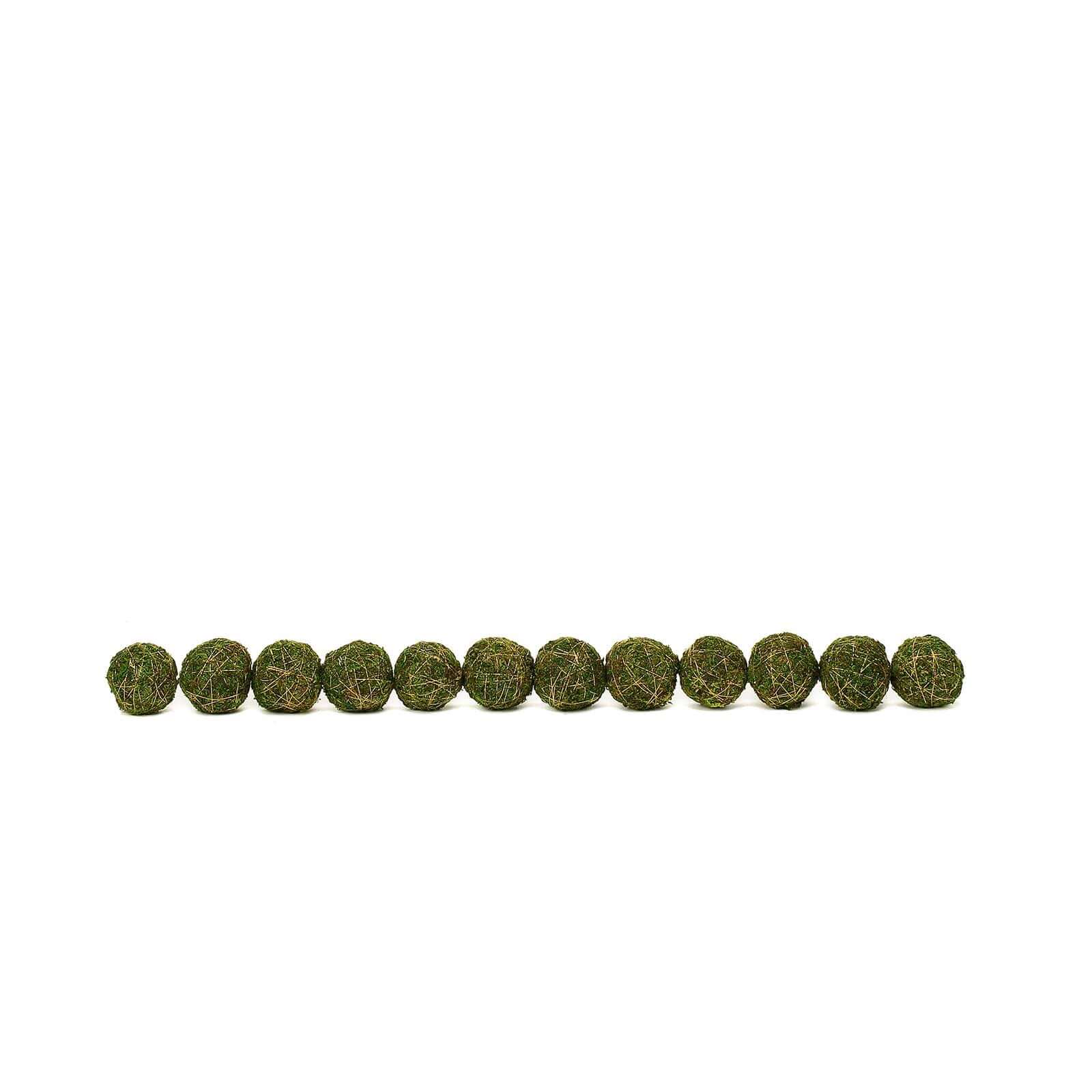 12-Pack Moss Ball Vase Fillers Handmade with Golden Twine Natural Preserved - DIY Decorative Craft Projects 2"