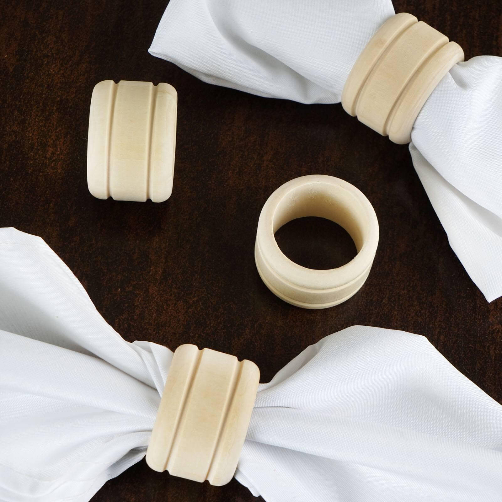 4 Pack Eco Friendly Natural Wooden Napkin Holder Rings, Disposable