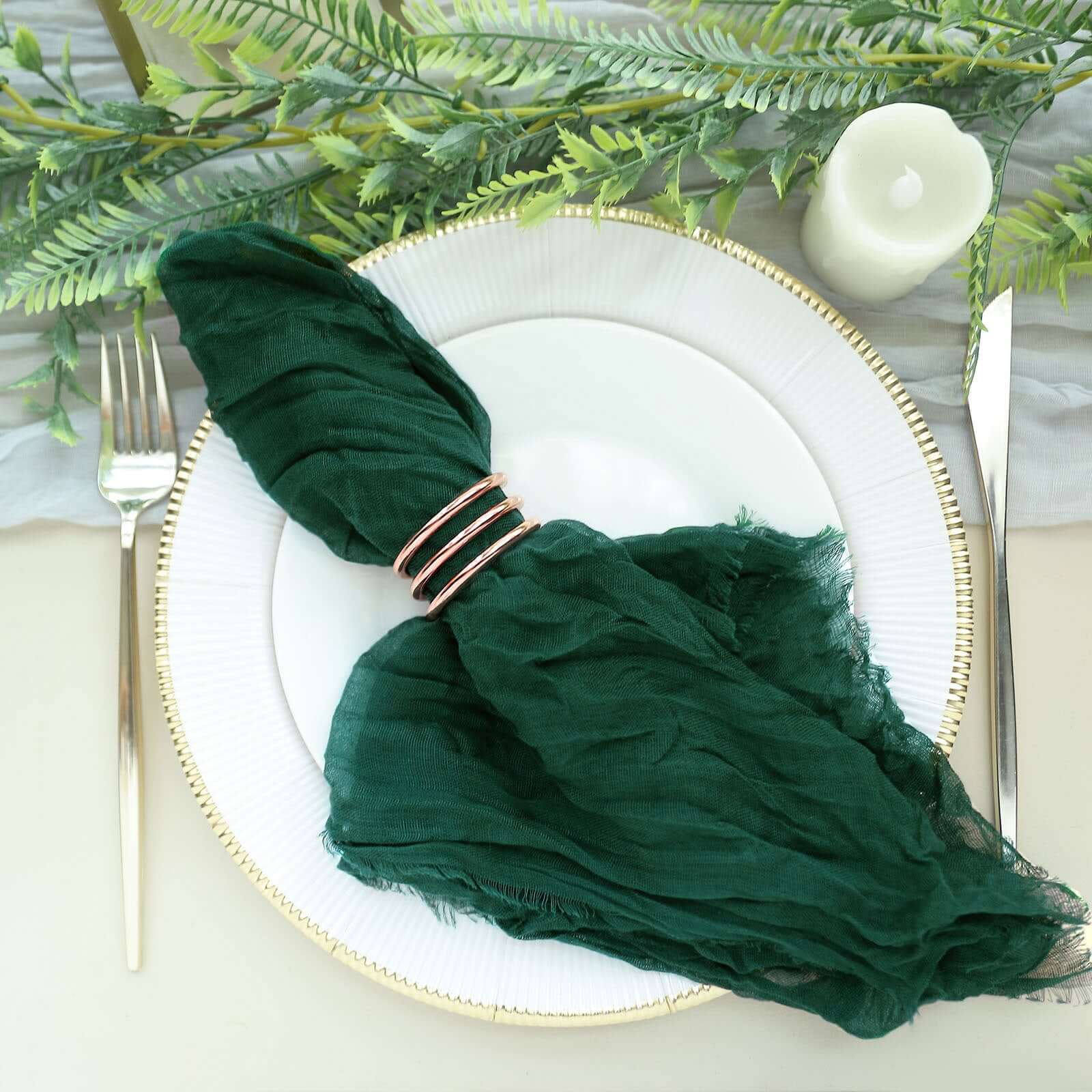 5 Pack Gauze Cheesecloth 24"x19" Napkins Hunter Emerald Green Reusable Dinner Napkins