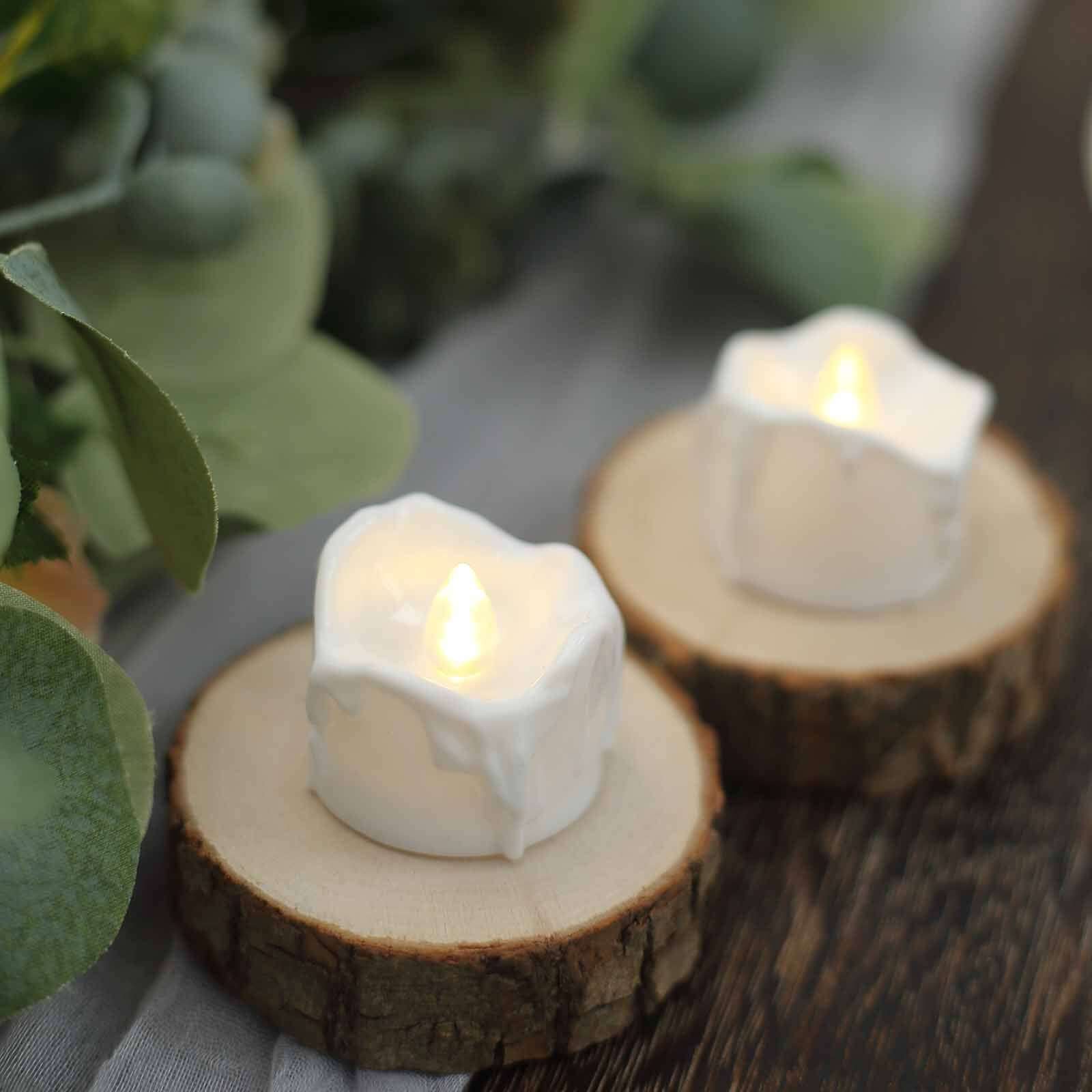 12-Pack LED Flameless Luminaria Lighting Warm White - Battery Operated Tealight Candles with Realistic Wax Design 1.5"