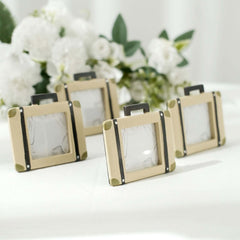 4-Pack Picture Frames Resin Mini Suitcase Design - Vintage Travel Wedding Place Card Holders & Party Favors 3"