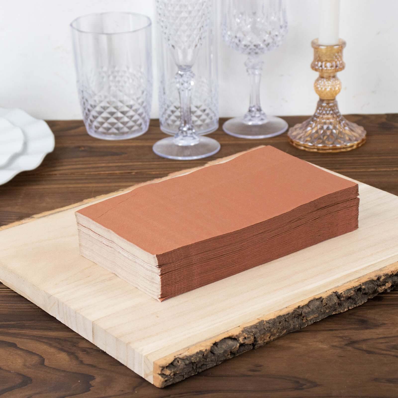 50-Pack Paper Napkins Soft Terracotta (Rust) - Disposable 2-Ply Cocktail and Beverage Napkins for Weddings
