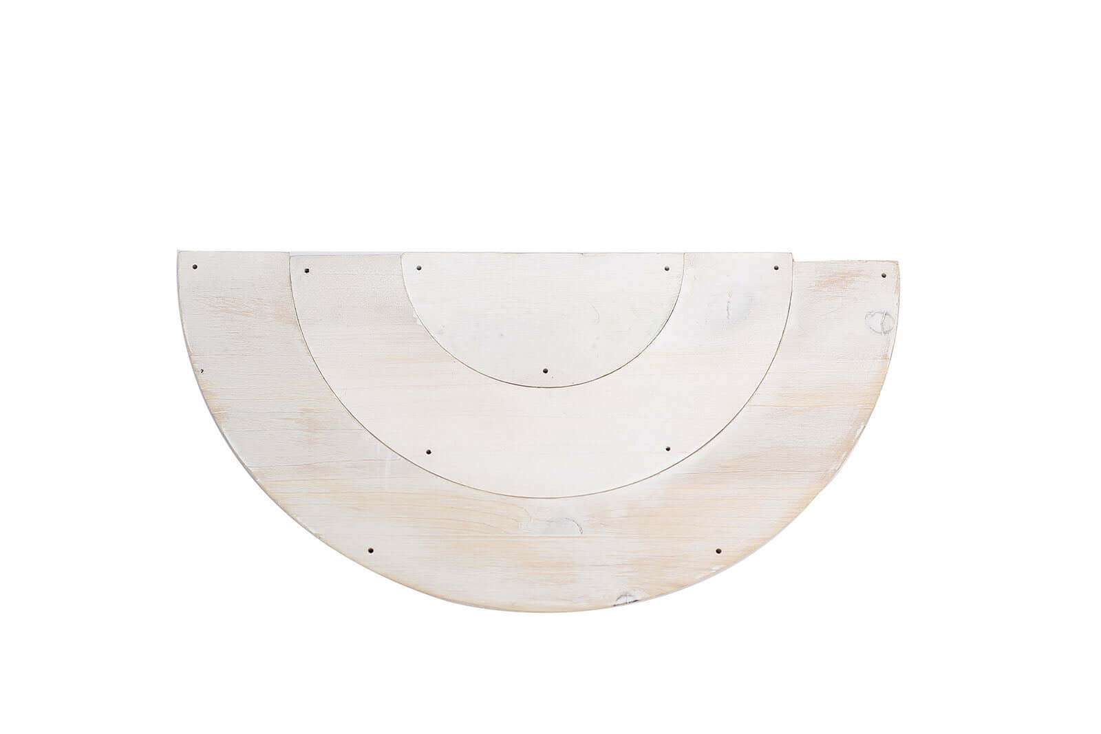 Set of 3 Wooden Dessert Pedestals Rustic Whitewashed 3-Tier Semicircle Design - Half Moon Cupcake Display Risers 7", 13", 18"