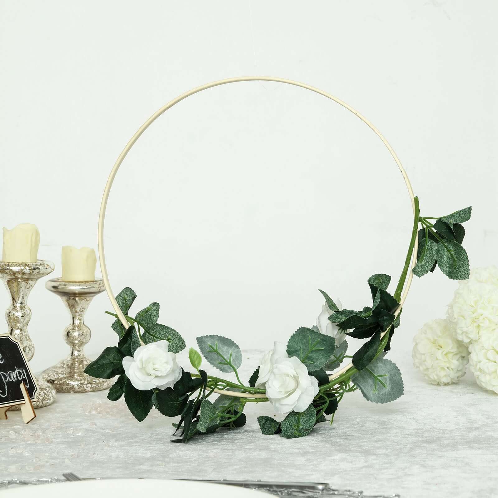 Set of 5 Natural Wooden Rings for Crafts, Floral Hoop Wreath