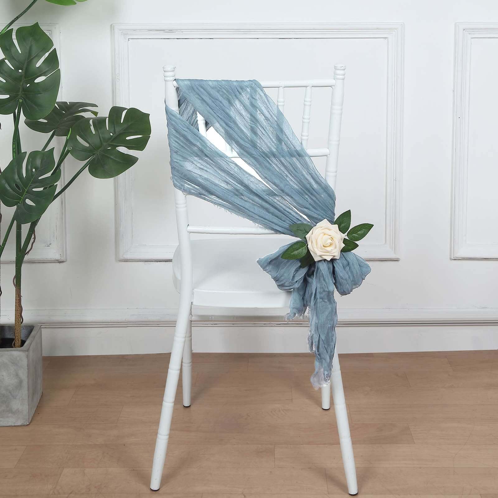 5 Pack Cheesecloth Gauze 16"x88" Chair Sashes Dusty Blue - Boho Chair Decorations