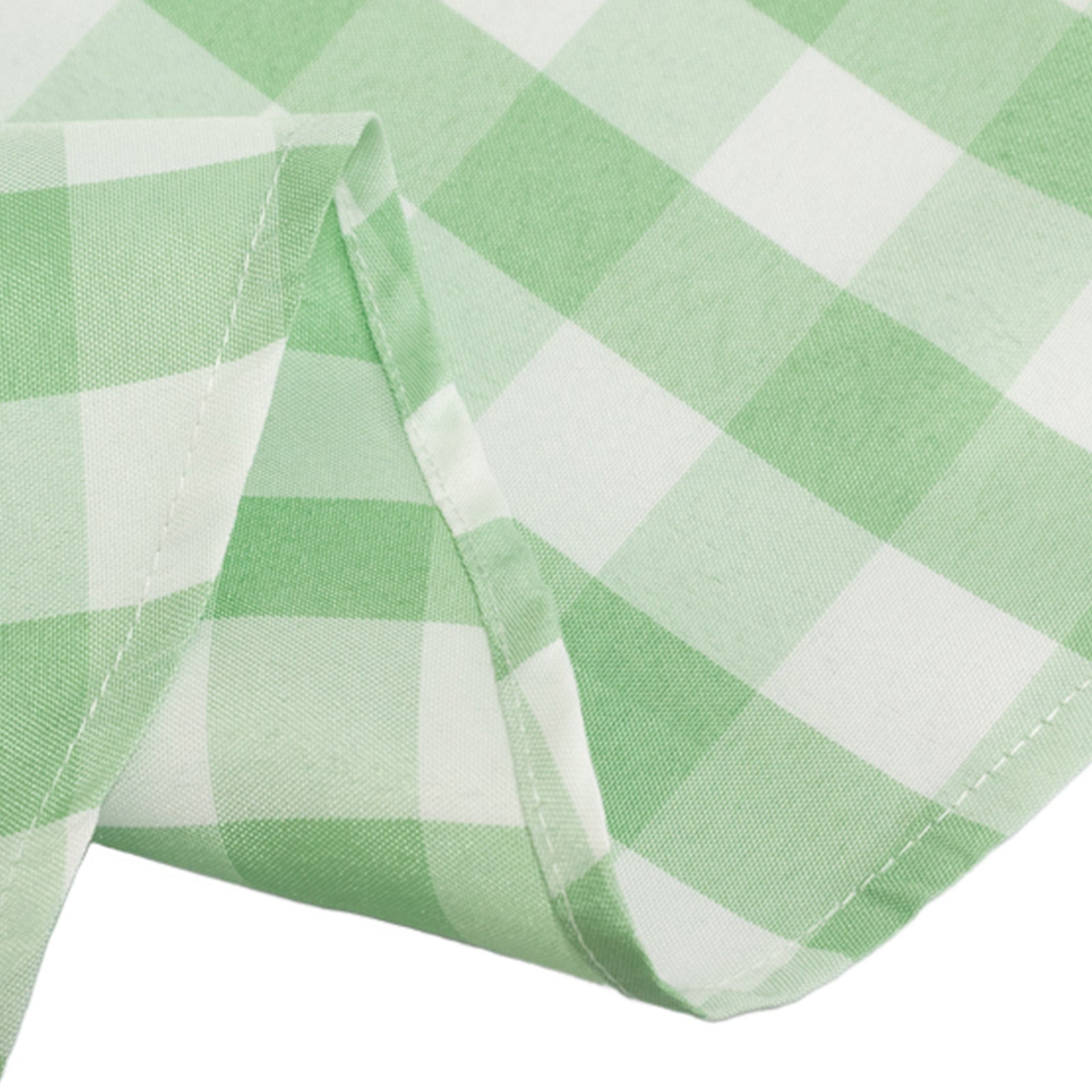 Polyester 108" Round Tablecloth White/Sage Green - Checkered Buffalo Plaid Table Cover