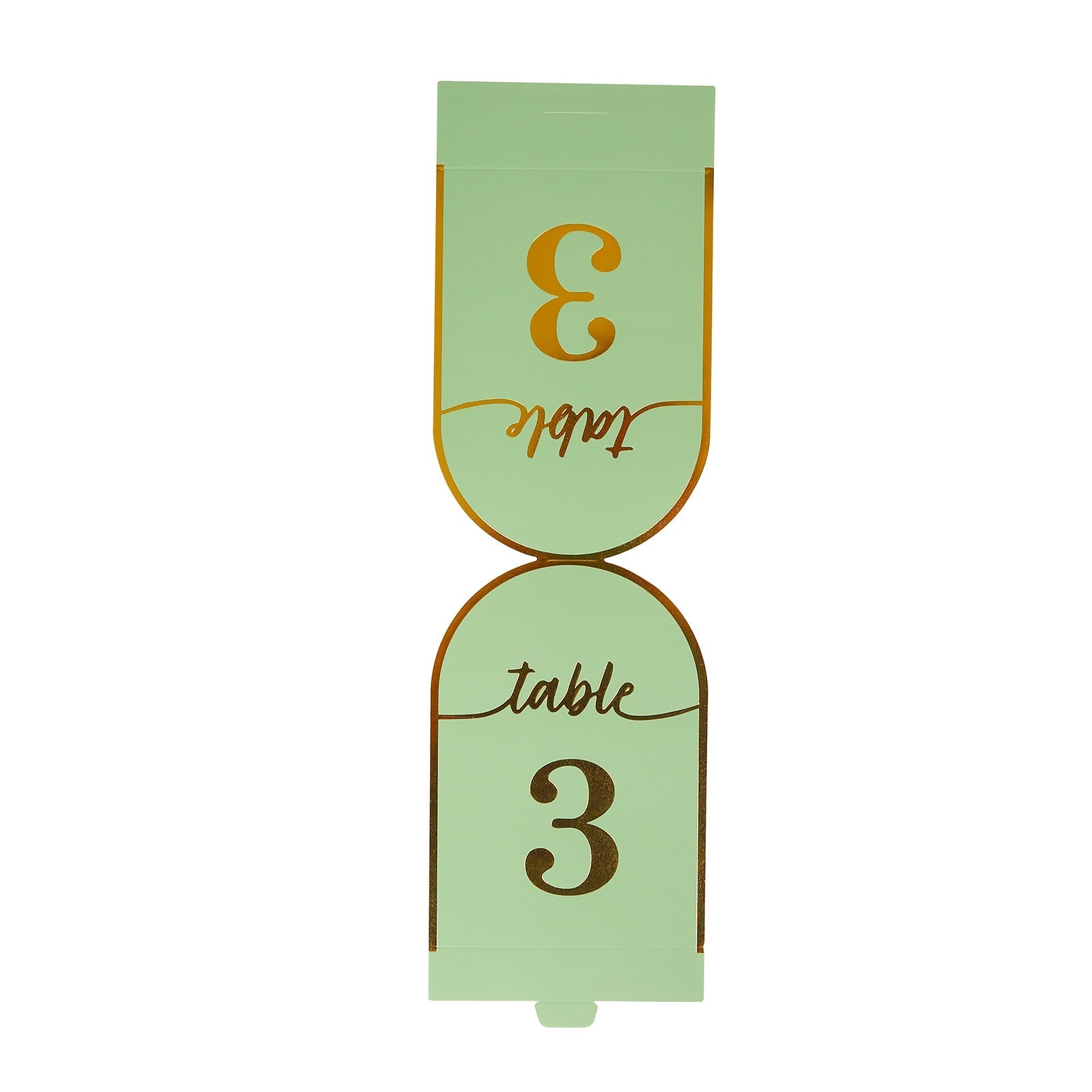 25-Pack Paper Wedding Table Numbers 1-25 Sage Green Arch Cutout Design - Sleek & Modern Free Standing Double Sided Table Tent Cards with Metallic Gold Foil Numbers 7"