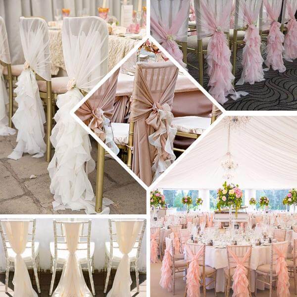 Chiffon Chair Sash with Curly Design Sage Green - Stylish Chair Decorations