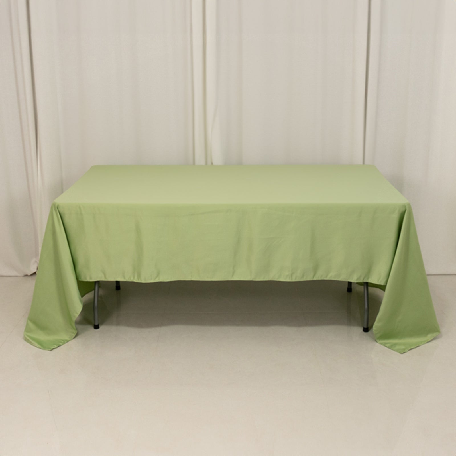Lamour Satin 60"x126" Rectangle Tablecloth Sage Green - Soft & Silk-Like Table Cover