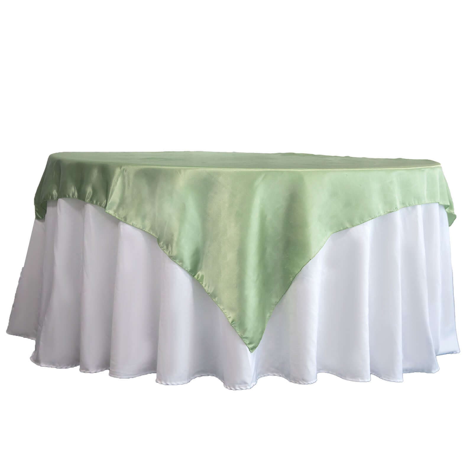 Satin 60"x60" Table Overlay Square Tablecloth Sage Green - Smooth Silky Touch Table Cover