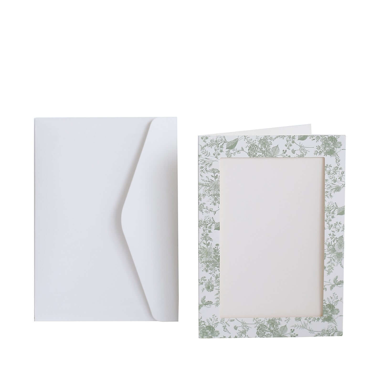 25-Pack Thank You Cards White Sage Green French Toile Design with Envelopes - Picture Insert Invitation Cards for Parties & Milestones 3.5"x5.5"