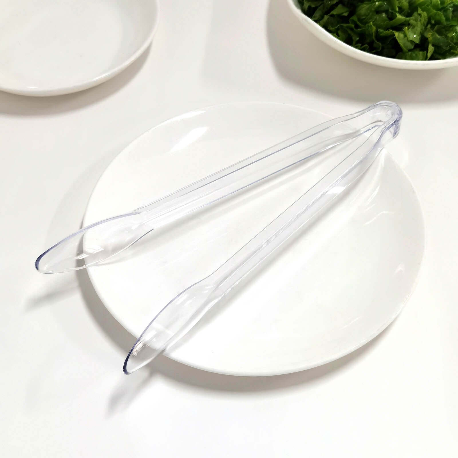 3-Pack Plastic Serving Tongs Clear - Durable Disposable Food Service Tongs for Salad Bars Dessert Tables Buffets12"
