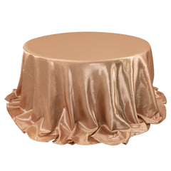 Satin 132" Round Tablecloth Nude - Stylish Seamless Table Cover