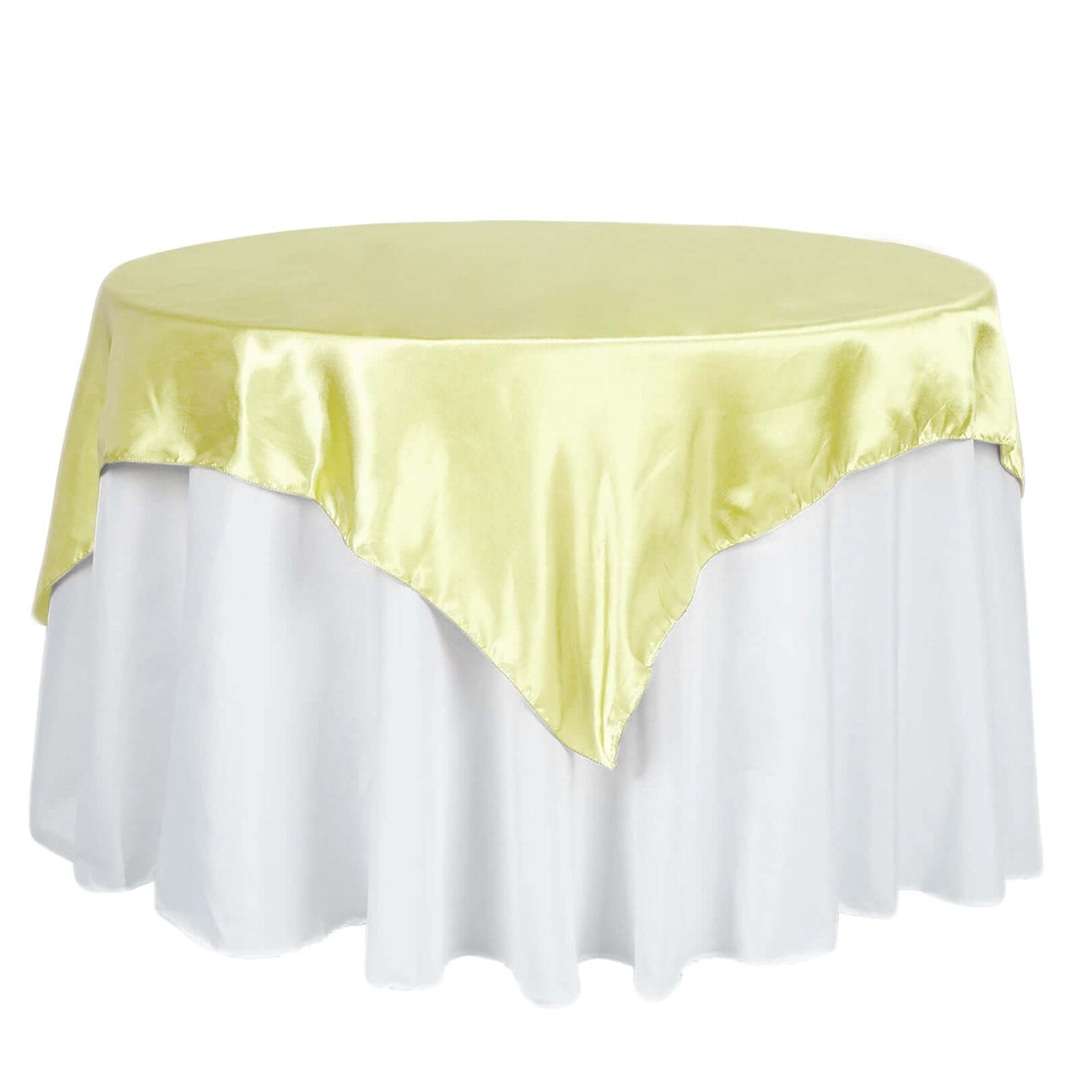 Satin 60"x60" Table Overlay Square Tablecloth Yellow - Smooth Silky Touch Table Cover