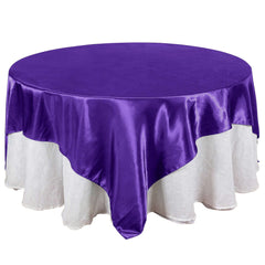 Satin 90"x90" Table Overlay Square Tablecloth Purple - Smooth Finish Table Topper