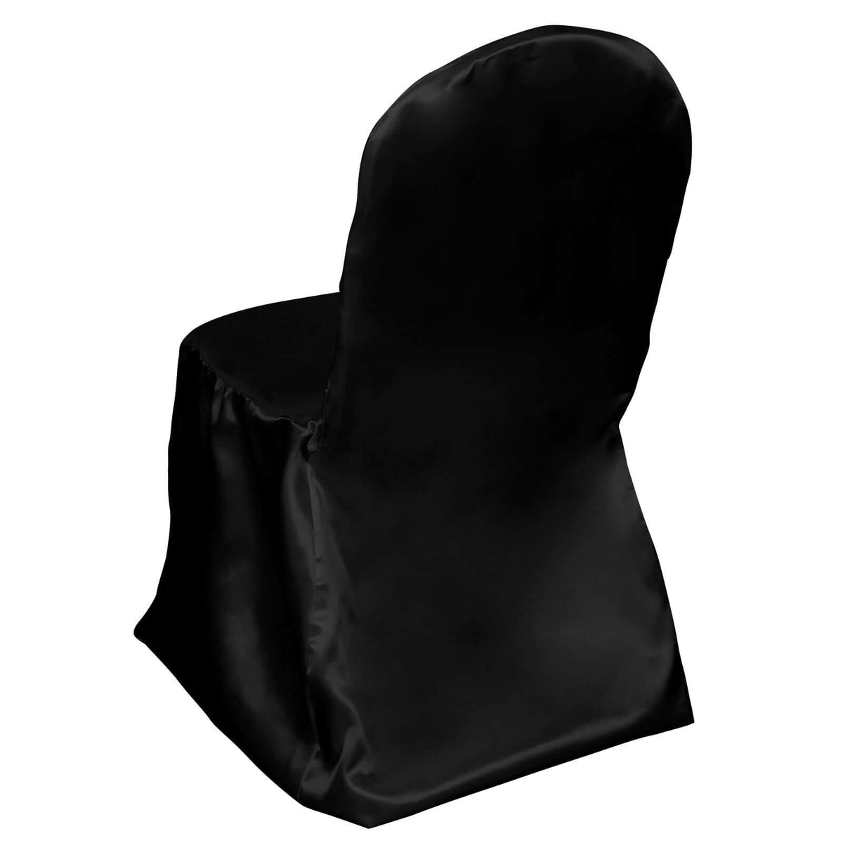 Satin Chair Covers for Banquet Chairs Black with Glossy Finish - Reusable Slipcovers