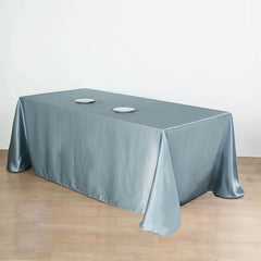 Satin Rectangular 90"x132" Tablecloth Dusty Blue Satin - Seamless Table Cover