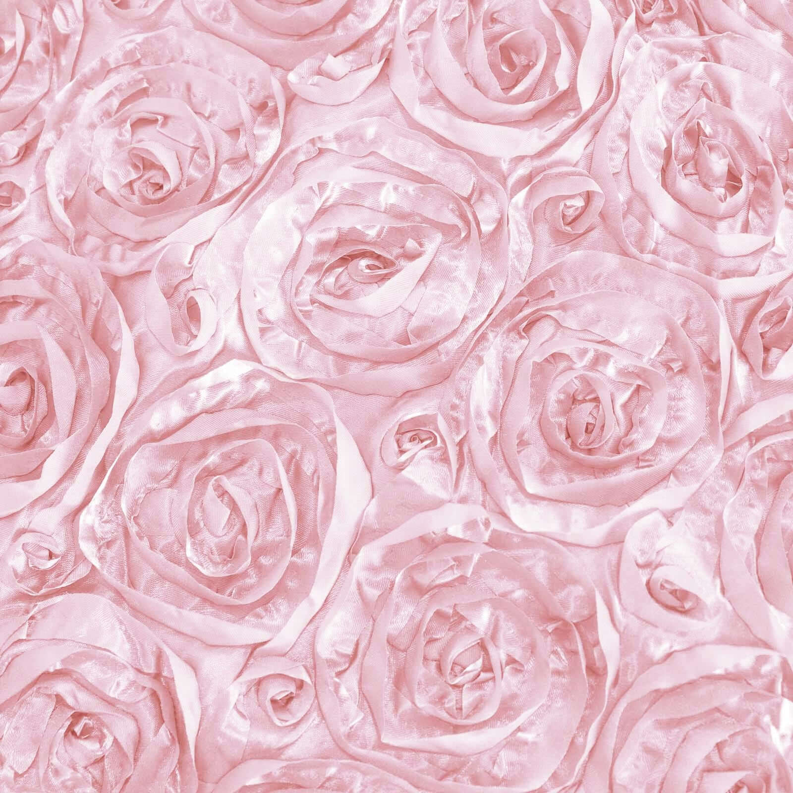 Satin 90"x156" Rectangle Tablecloth Blush - Grandiose 3D Rosette Table Cover with Seamless Finish