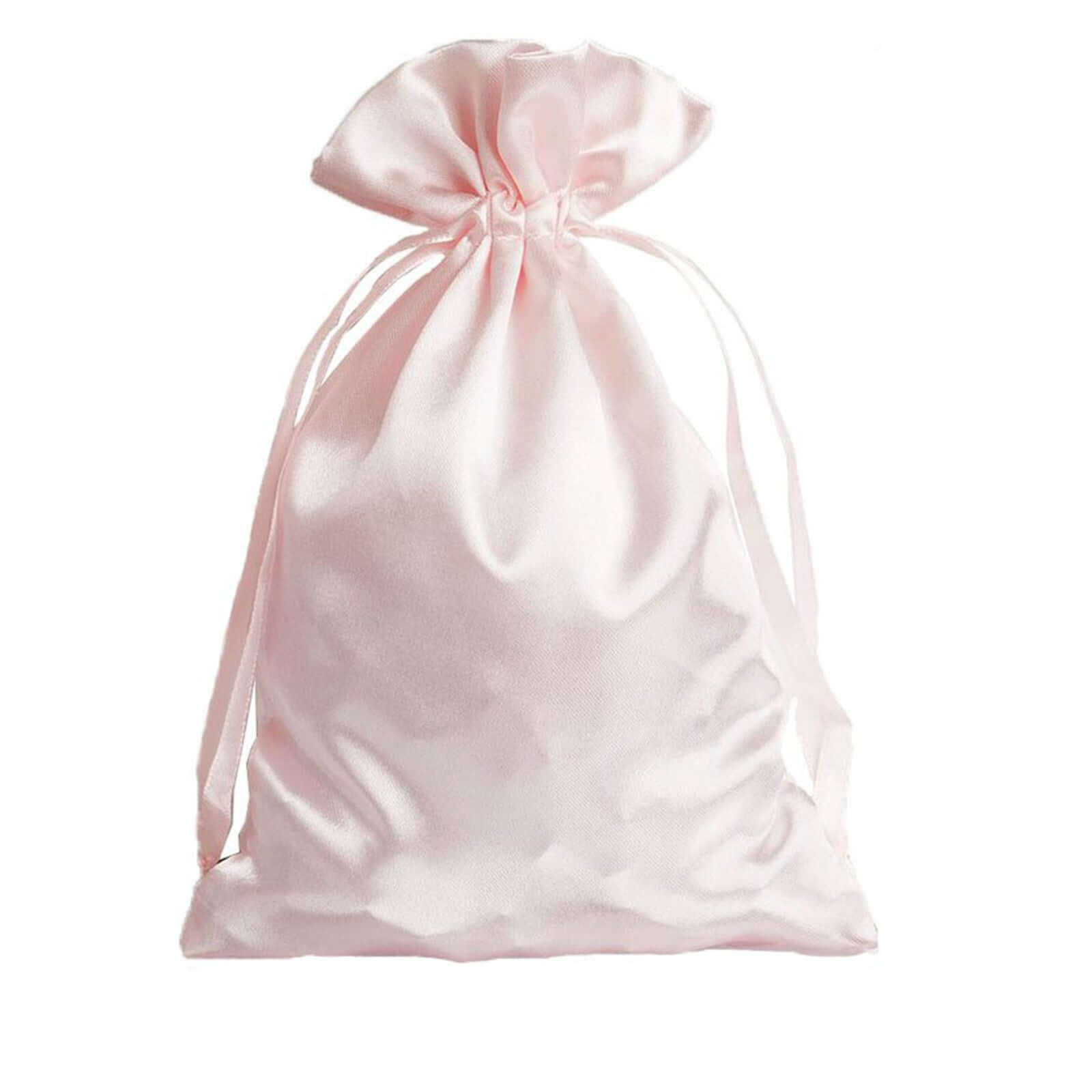 12 Pack 6"x9" Blush Satin Wedding Party Favor Bags, Drawstring Pouch Gift Bags