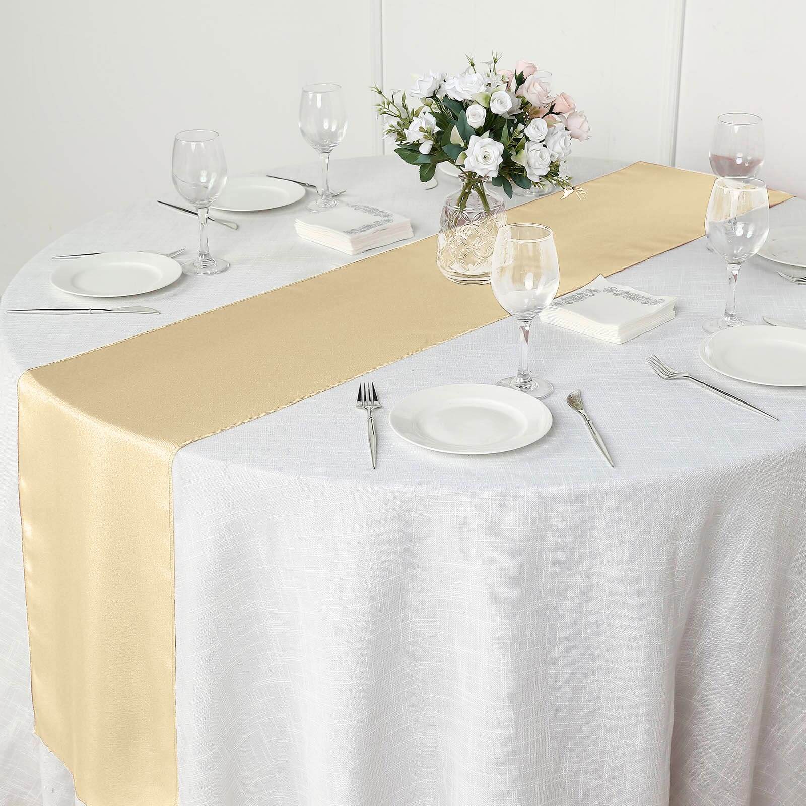 Polyester 12"x108" Table Runner Champagne - Durable & Wrinkle-Resistant Table Decor