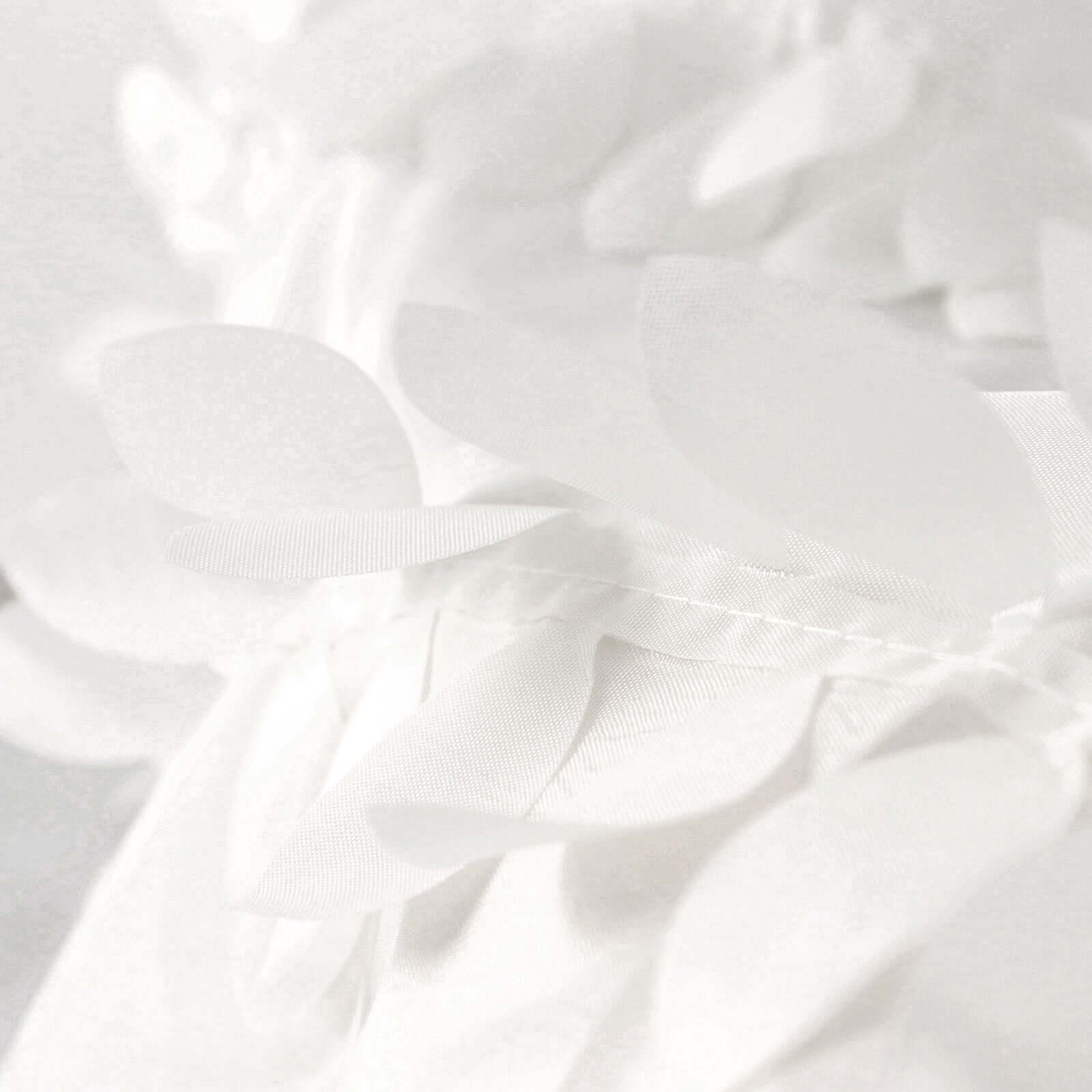 8ftx8ft White 3D Leaf Petal Taffeta Event Curtain Drapes, Backdrop Event Panel With Rod Pocket