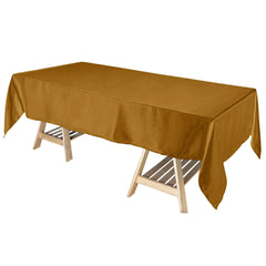 Satin Rectangular 60"x102" Tablecloth Gold - Smooth and Lustrous Finish for Weddings and Parties