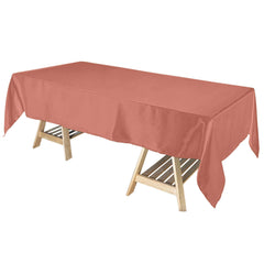 Satin Rectangular 60"x102" Tablecloth Terracotta (Rust) - Smooth and Lustrous Table Cover