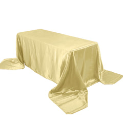 Satin Rectangular 90"x156" Tablecloth Champagne - Seamless Table Cover
