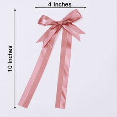 50 Pcs 10" Dusty Rose Pre Tied Ribbon Bows, Satin Ribbon With Gold Foil Lining For Gift Basket and Party Favors Decor