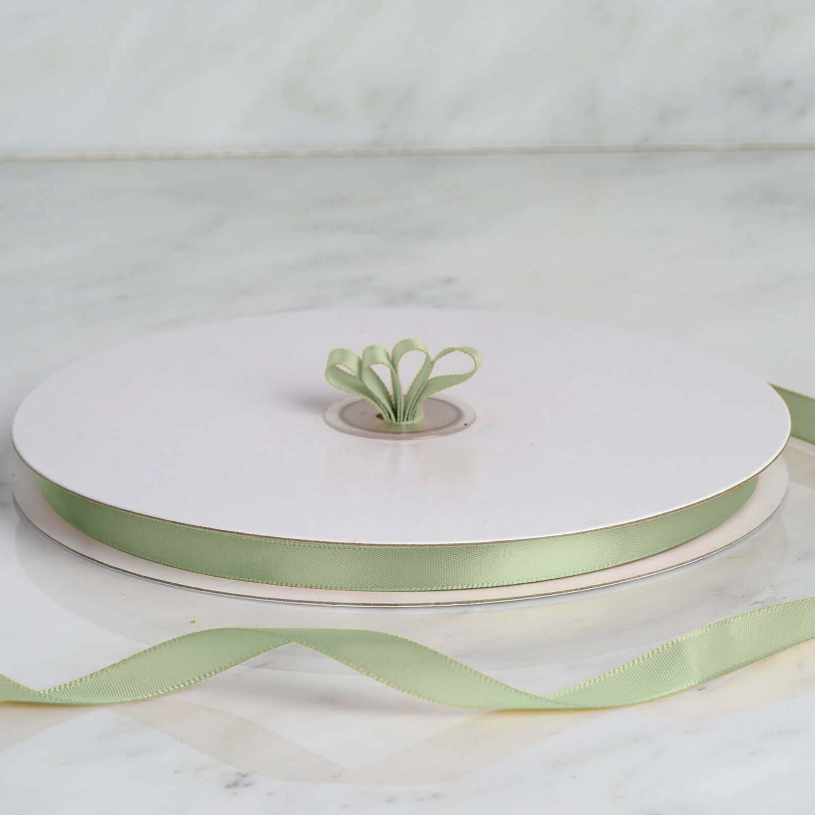 100 Yards 3 8" Sage Green Single Face Decorative Satin Ribbon