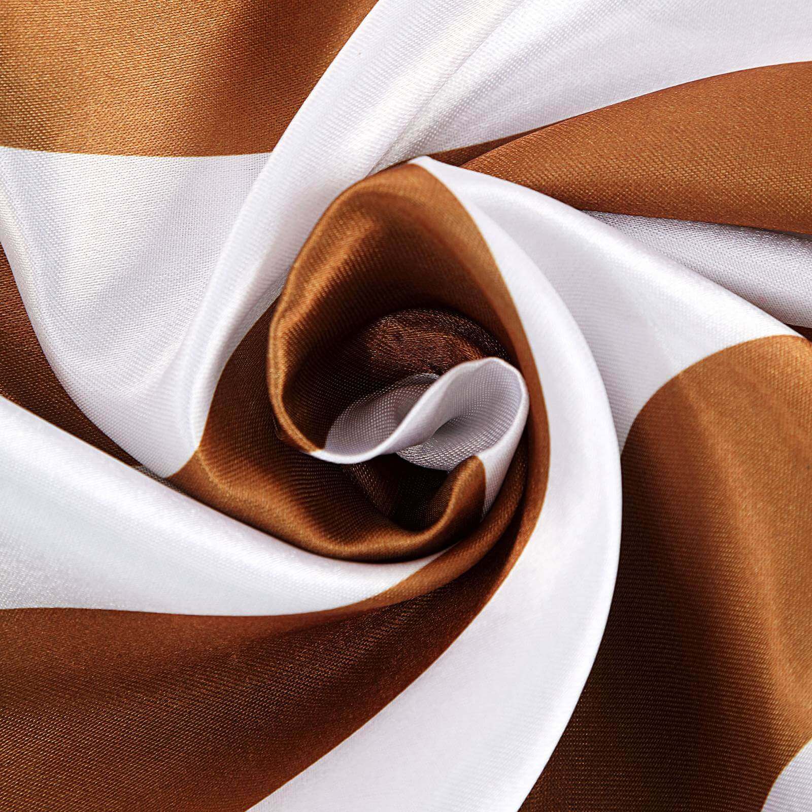 Satin 120" Round Tablecloth Gold/White - Stripe Design with Seamless Silky Smooth Finish Table Cover