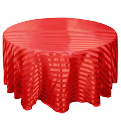 Satin Striped 120" Round Tablecloth Red Satin Stripe - Silky Smooth Seamless Table Cover