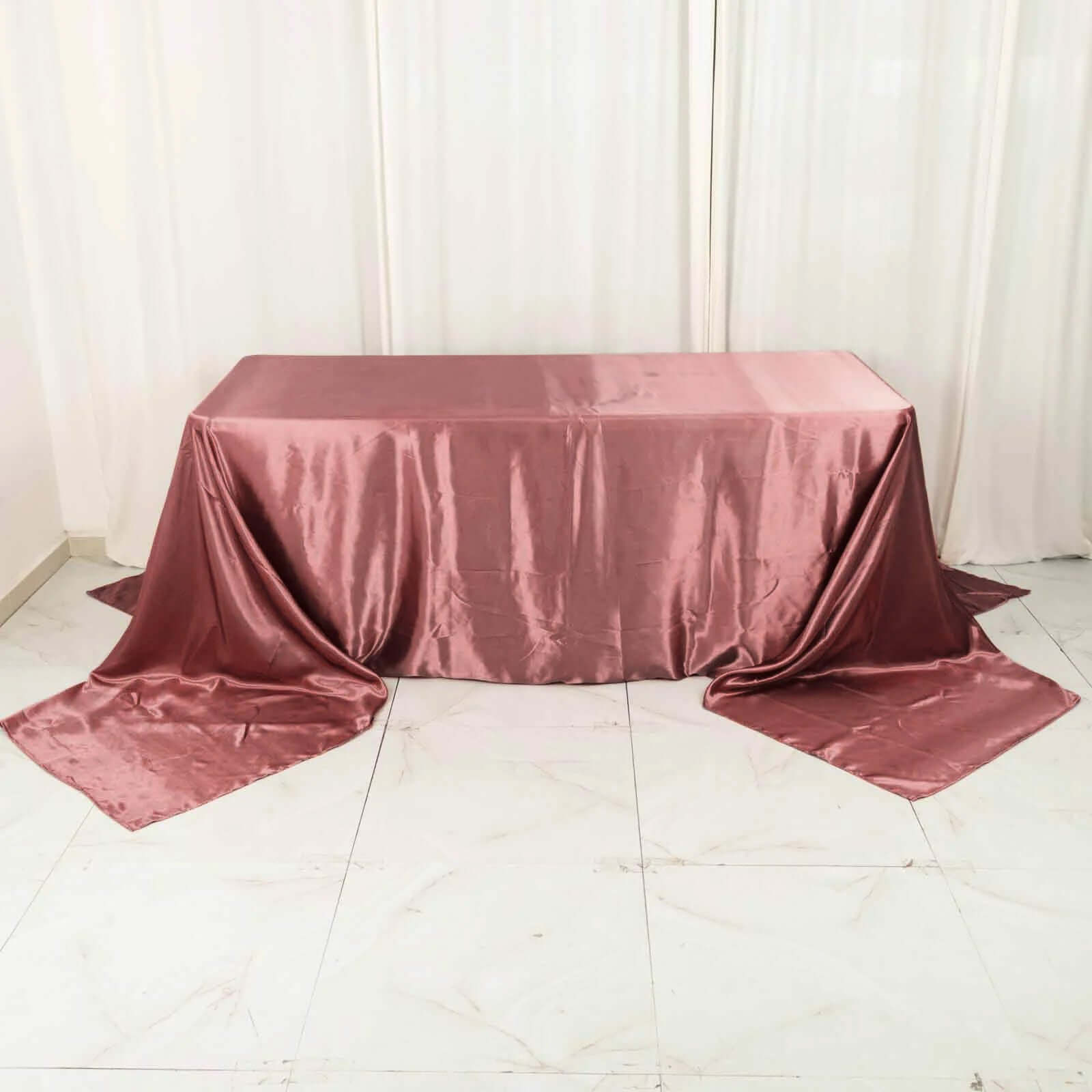 Satin Rectangular 90"x156" Tablecloth Cinnamon Rose - Seamless Table Cover