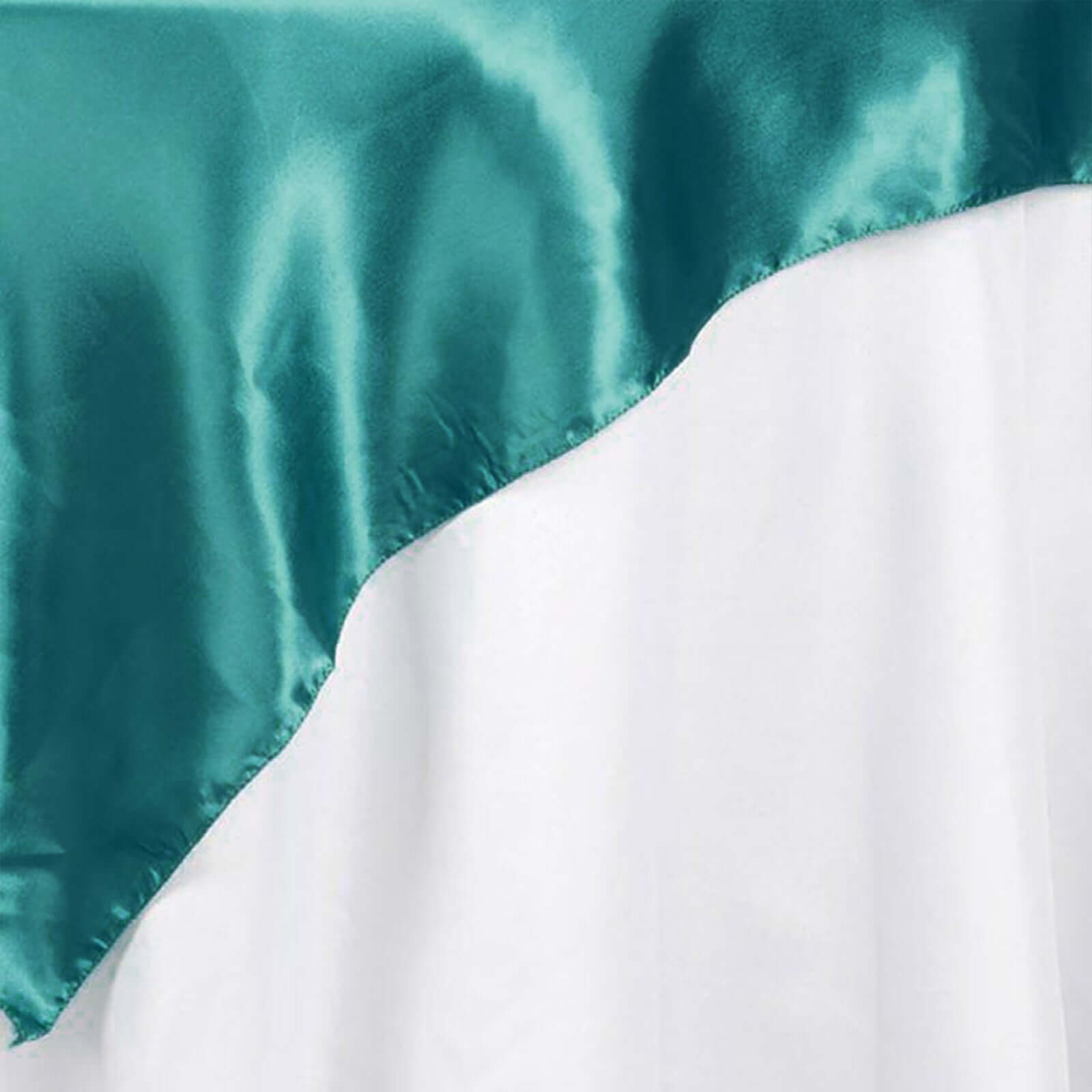 Satin 72"x72" Table Overlay Square Tablecloth Turquoise - Smooth Finish Table Cover