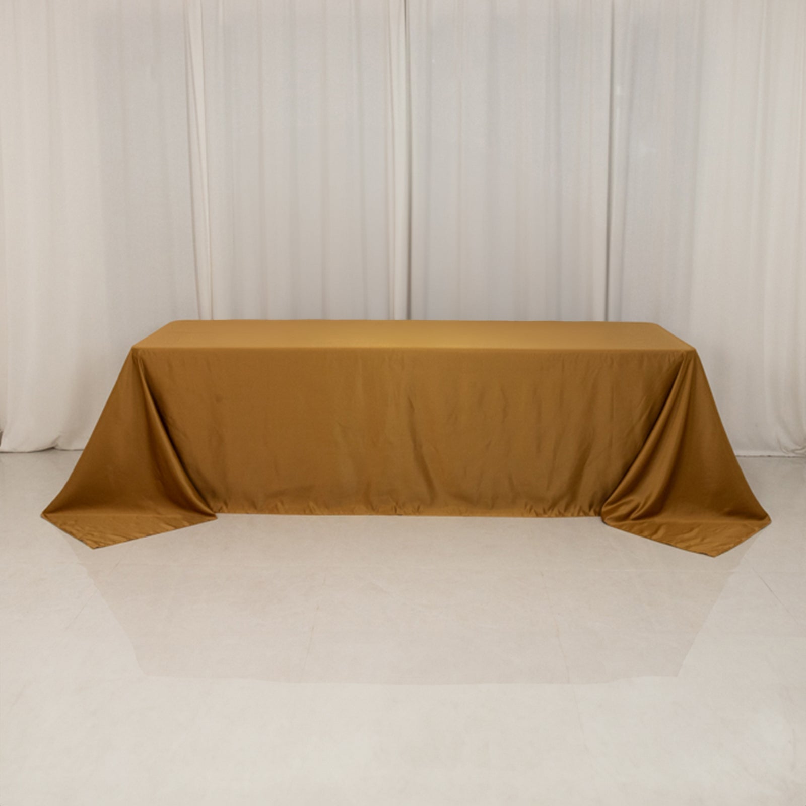 Lamour Satin 90"x156" Rectangle Tablecloth Gold - Luxurious, Soft Seamless Table Cover for Stylish Settings